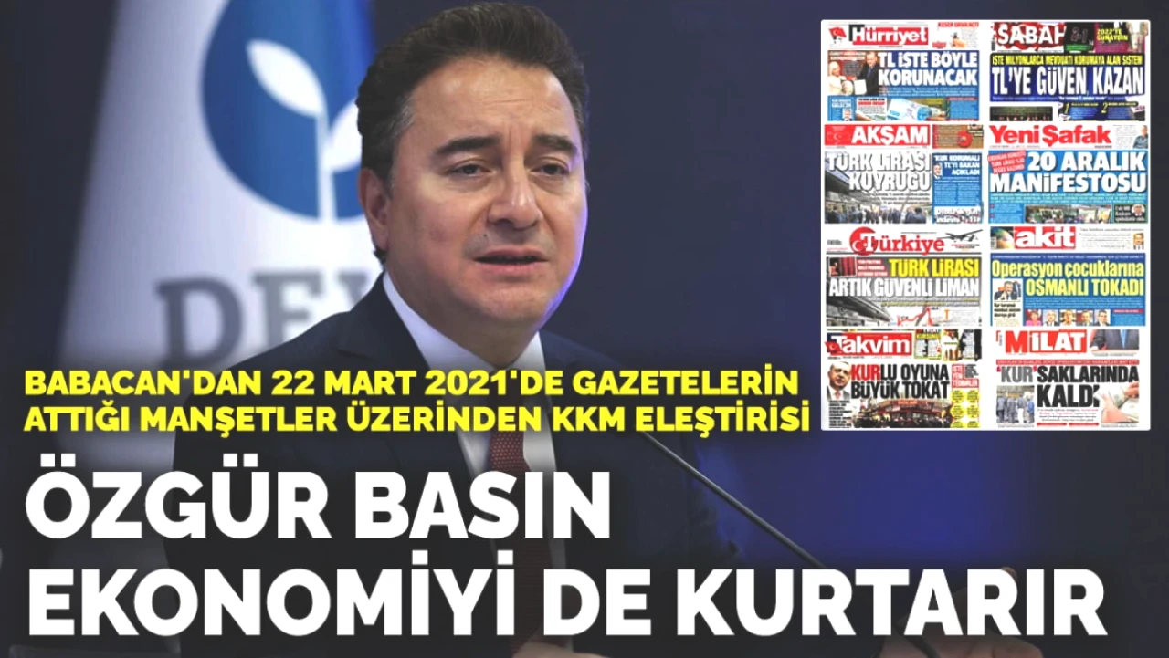 Babacan'dan Özgür Basın Vurgusu: Ekonomi İçin Gazetelerin Rolü Kritik!